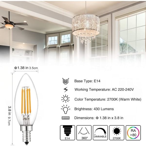 CDQ Små skruvbara LED-lampor, 10 st E14 40W Varmvit 2700K