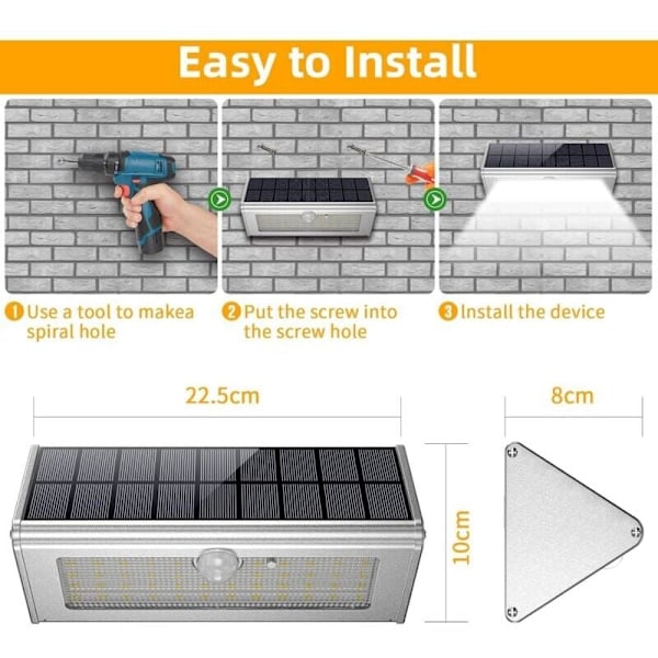 Aurinkolamppu ulkokäyttöön IP65 vedenpitävä langaton aurinkospottivalo 4500mAh, 46 LED aurinkovalo ulkokäyttöön puutarhaan..
