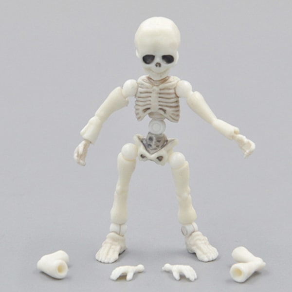 Mini Skelet Actionfigur Halloween Indendørs Dekoration Menneskeskelet Prank Props Nyhedsfest Spøgelsesrum Skrivebordsdekoration null - B