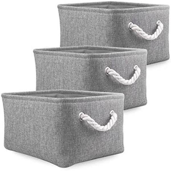 Uudelleenkäytettävät säilytyslaatikot, suuret kangaskorit, 3-pakkaus (harmaa, medium)
