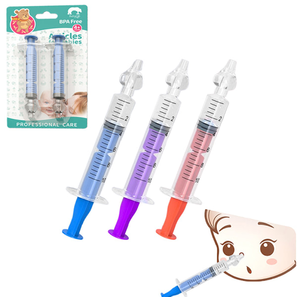 2 stk/sett 10ML Rør Nesesuger Babypleie Nesesuger C Blå one size Blue one size