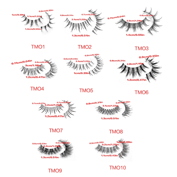 Clear-Band lösögonfransar Cat-Eyes Wispy Natural Faux Mink Fransar Lätt volym Korta falska ögonfransar Manga Fransar B