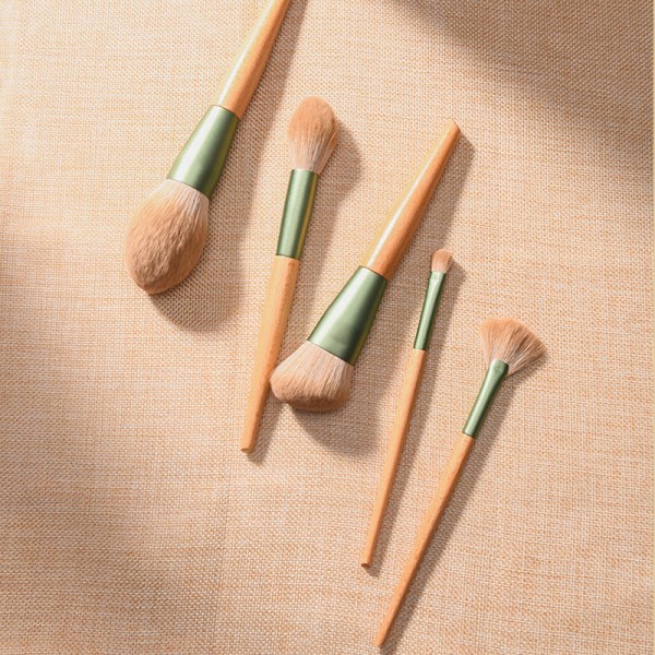 10 st Professionell Makeup Brush Set Foundation Blusher Kosmetisk grön väska onesize green bag onesize