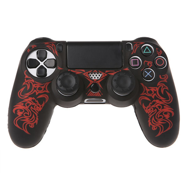 Gamepad Controller Silikon Sleeve Beskyttelsesdæksel + 2 grebsdæksler til rød