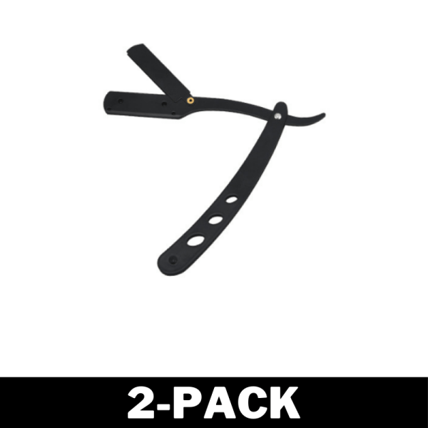 Rustfrit Stål Barberkniv - Shavette Hårborttagning Sort 2-pak 2-Pack