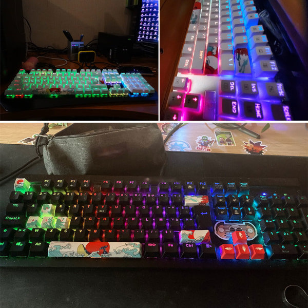 6.25U Fem Sidor 12 Tangenter Dye Sublimerade Tangentbordsknappar ESC Mellanslag Entre Tangenter PBT Körsbärsblom/ Röd Flicka/ Havsrhytm DIY B
