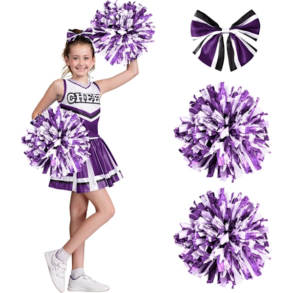 Cheerleader kostume til piger, sødt cheerleader outfit, blå og hvid cheerleader uniform til Halloween udklædning og rollespil Lila Medium (8-10 yrs)