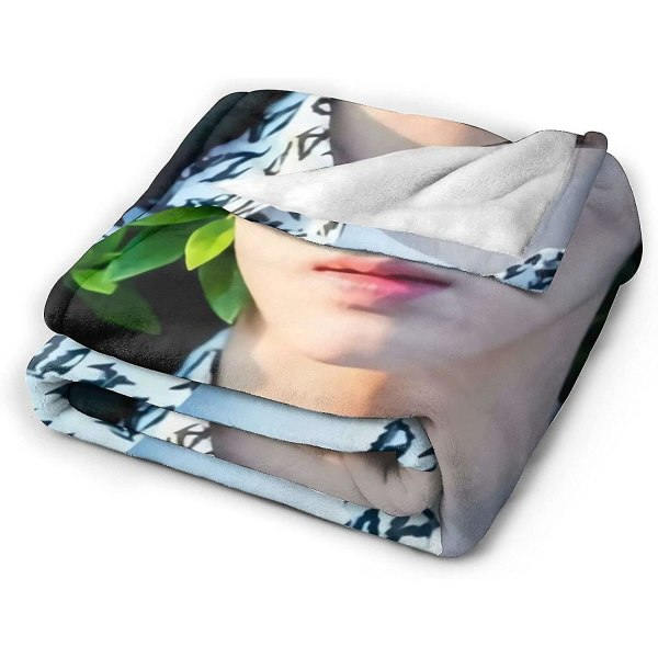 Cha Eun Woo Myk og behagelig varm fleeceteppe for sofa, kontorseng, sovesofa, koselig fluffy plysjkast, strandtepper-e280 50x40in 125x100cm
