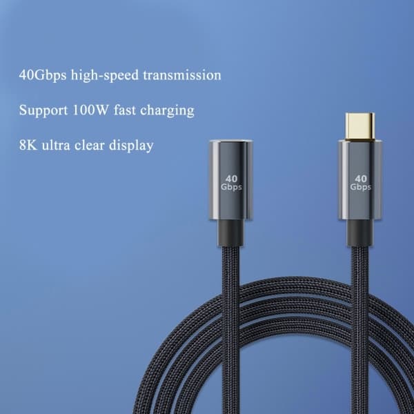 USB-C Förlängningskabel, USB-C Typ-C 100W Snabbladdningsförlängningskabel 40 Gbps Dataöverföring Typ C Förlängningssladd 0,5m