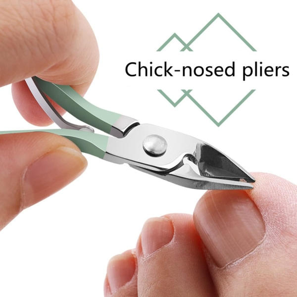 Nagelklippare Bärbar Set - Manikyr Set Rostfritt stål Nagelklippare Set med hopfällbar påse Manikyr Cutter Kit (16 STK/ SET, Grön)