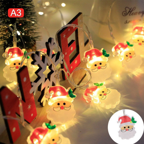 1,5m 10Led Christmas Light String Snowman Santa Cluas Xmas Tree A3 one size A3 one size