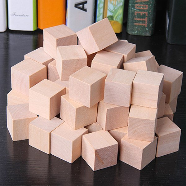 Puupalikat, Kuutiot, Rakennuspalikat, Luonnonväriset, Viimeistelemättömät, DIY- käsityö, Montessori-lelu, Esikoulu, 20 kpl