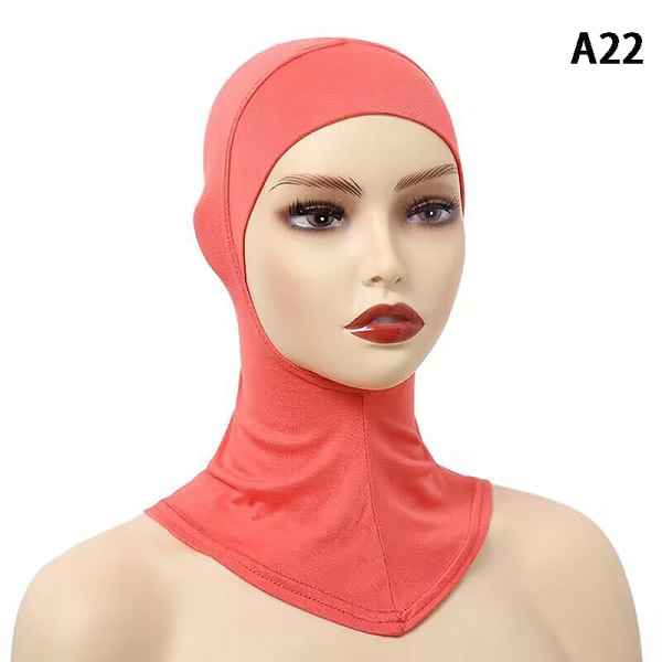 Ensfarvet undersjal Hijab-hætte Justerbar Stretchy Turban Ful A22 ONESIZE A22 ONESIZE