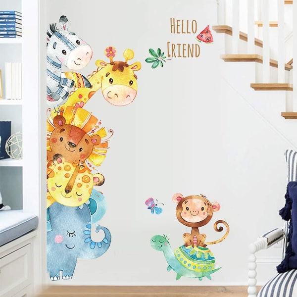 Tecknade djur Väggdekaler Gör-det-själv-barn Väggdekor för barnrum Baby sovrum Garderob Dörrdekoration (djur)