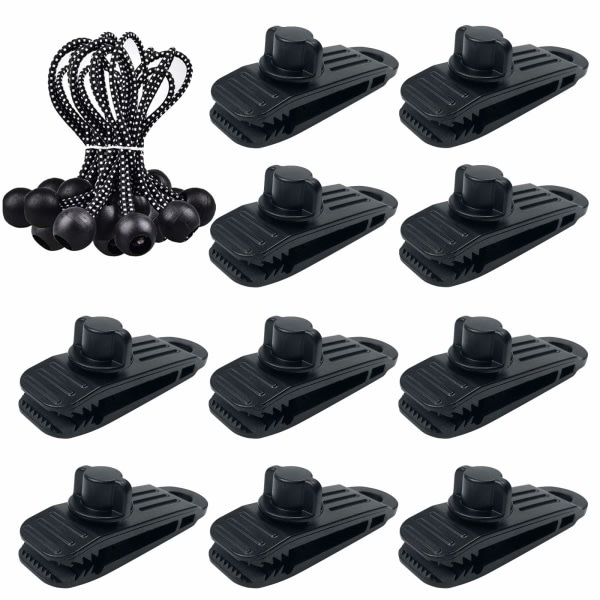 Starka presenningklämmor, vindtäta clips för markiser, camping, husvagnar, bilöverdrag, poolöverdrag (10+10 st)