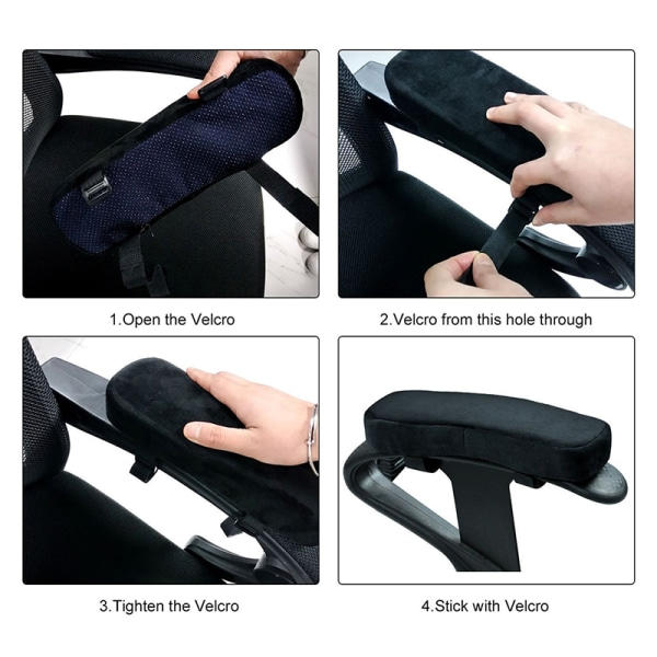 Ny Slow Rebound Memory Foam Armlæn Pude Pad Stol Måtte Elbo Sort Et Par Black A Pair