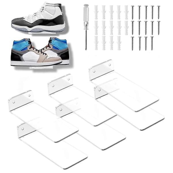 6-pak Flydende Sko Display Hylder Væghængt Levitating Sko Display Stativ til Sneaker Samling