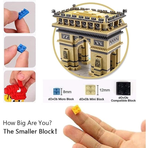 Miniatyr miniblock Triumfbåge Byggmodell Set Byggleksaker Presenter för barn och vuxna