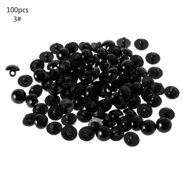 100x Sorte Shank Knapper DIY Øye Skjorte Til Dukke DIY Håndverk 9/10/11.5/12.5/1 9MM