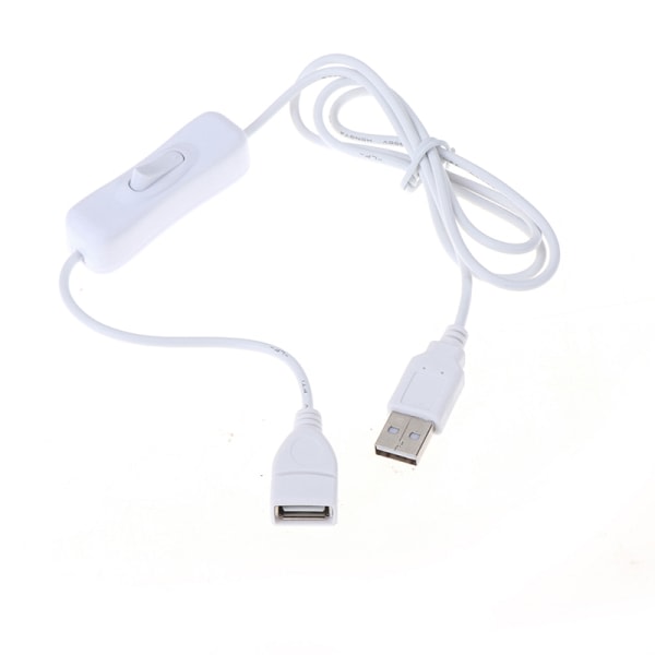 1m USB-kabel med på/av-knapp - Kabelförlängningsomkopplare för vit, en storlek White one size