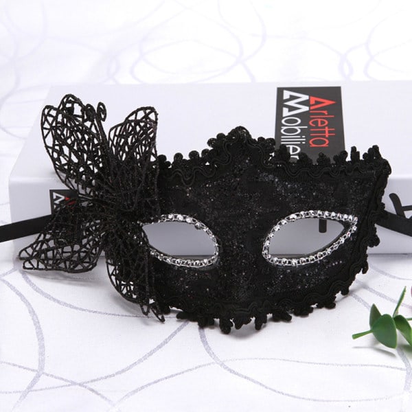 Mode Lyx Venetiansk Maskerad Mask Kvinnor Flickor Sexig Fox Ey Black ONESIZE Black ONESIZE