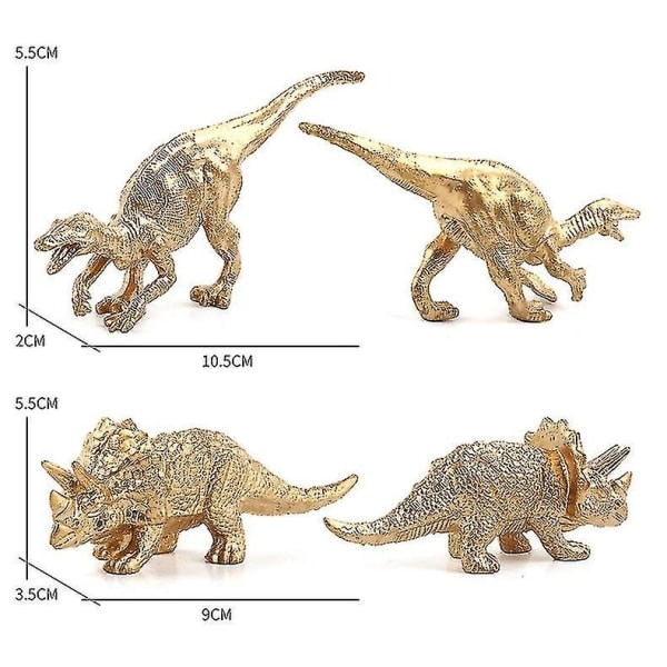 Gullutgave Dinosaurmodellsett Bursdagsfest Dinosaurdekorasjon Håndlaget modellleketøy 8 stk