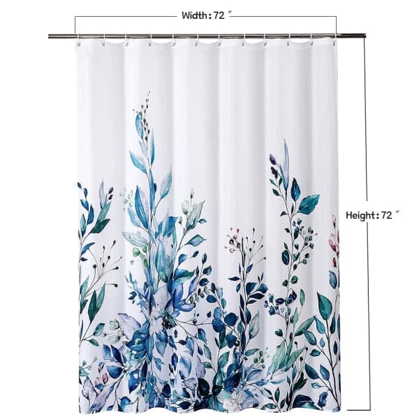 Duschdraperi med blommönster, Vattentätt, Viktad kant, Hållbart