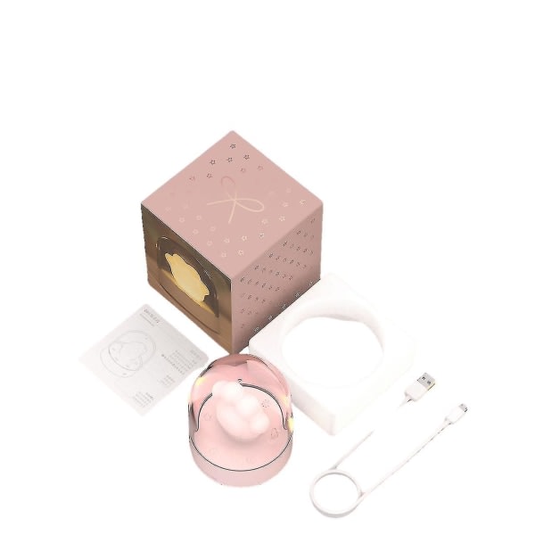 En rosa tecknad söt kattklolampa musik USB uppladdningsbar nattlampa sovrum säng sovljus present