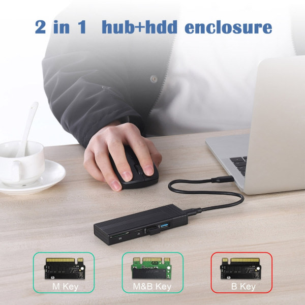 M.2 NGFF NVMe-kotelo Ulkoinen SSD-kotelo USB3.0 Type-C kotelo