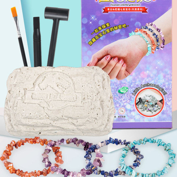 Ädelsten gräva leksaksarmband gör kit DIY trädpärla leksak för barn flicka pojke bordsskiva spel Intressant vetenskap leksak null - Gemstone hand