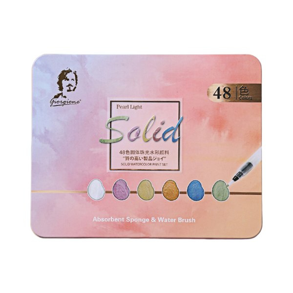 36/48 farger Solid Akvarellmaling Sett Kunst Pigment Maleri Tegnepensel Sett null - Fargeboks 48 farger