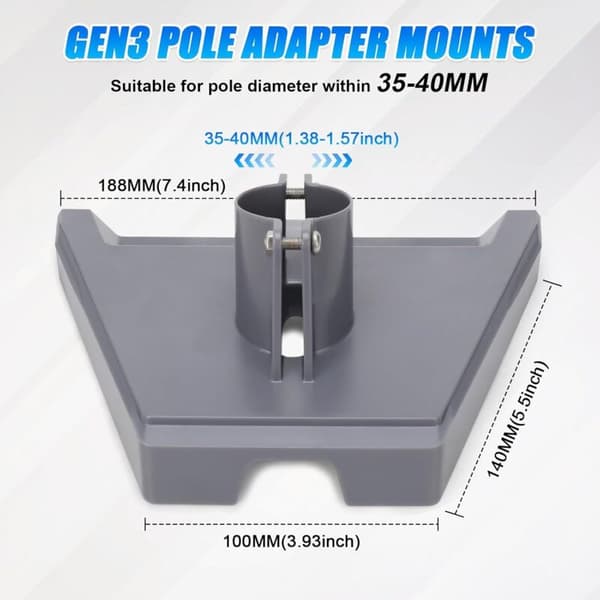Gen 3 Röradapter, 39mm/1.53\" Stolpfäste, för Standard Gen 3 Satellitdisk, Vindtät - Grå, Stolpe Ingår Ej