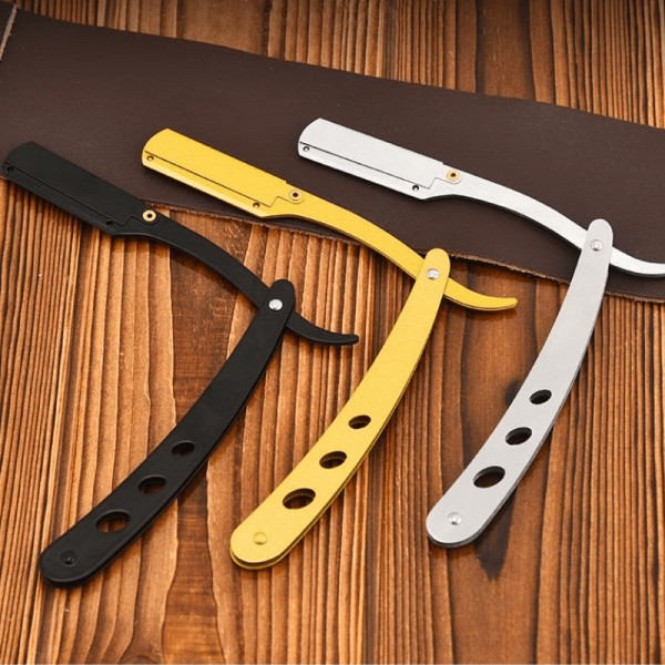 Barberkniv / Shavette i Rustfritt Stål - Skjegg & Øyenbryn Svart