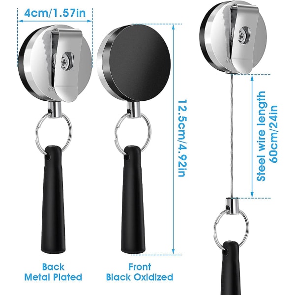 Kraftig infällbar pennhållare, perfekt grepp för markörer och snickarpennor, självinrullande rulle och metallklämma, stretchig pennhållare, 4-pack, svart