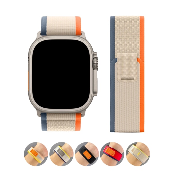 Trailrem för Apple Watch Ultra 2 band 49mm 44mm 45mm 40mm 41mm 38mm 42mm 45 44 mm armband iWatch series 8 9 7 6 5 3 se blå orange blue orange 38 40 41mm