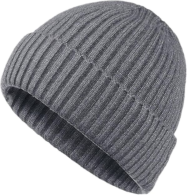Ullvinterhattar för män, stickad mössa, varm, baggy mössa mörkgrå Dark Gray