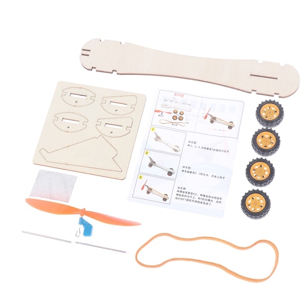 STEM-leksak Gummiband Power Car Montering Leksak Pedagogisk Vetenskap Vit en storlek White one size