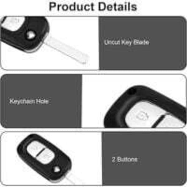 Renault Nøkkelhus - Kompatibel med Clio 3, Kangoo, Twingo, Wind, Master, Modus, Trafic - 2 Knapper Erstatningsdeksel