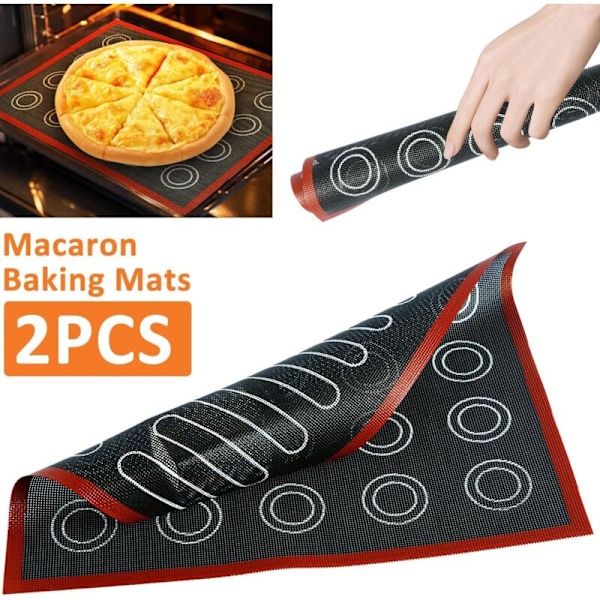 2 st Silikon Bakmattor 40x30cm, Tjocka Återanvändbara Macaronmattor för Kakor, Pizza, Bröd