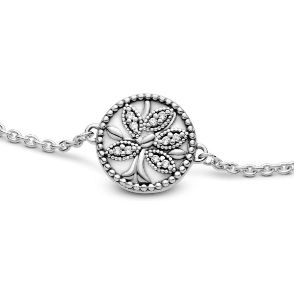 Sterling silver glittrande släktträd för damer Cubic Zirconia Slider Armband för berlocker
