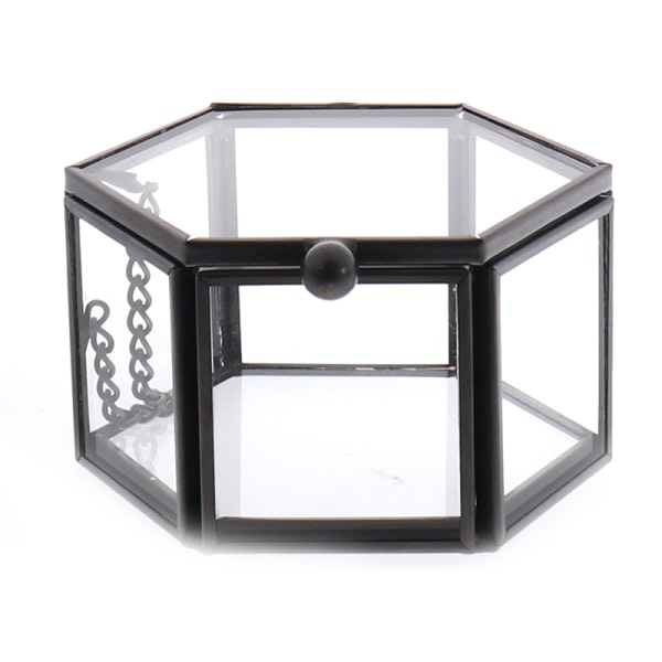 Geometrisk glas smyckeskrin Smycken Organisera Hållare Ring Box Svart one size Black one size