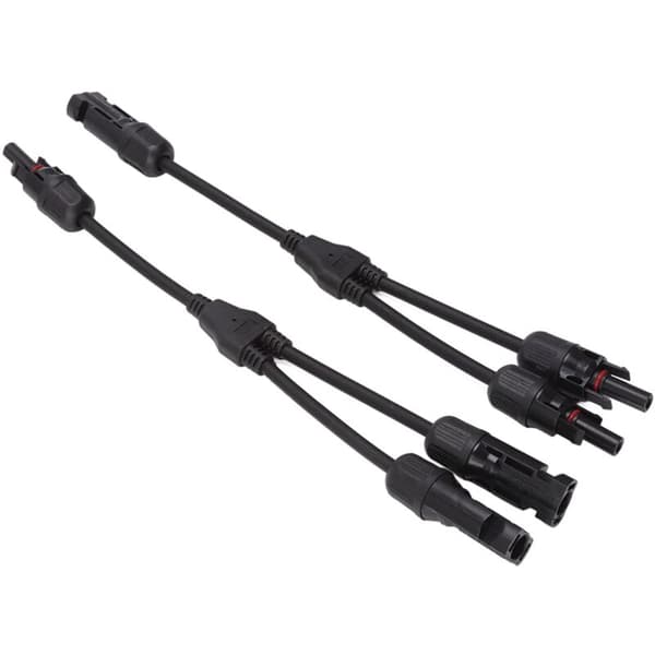 Solar Y-grenstik, 2 stk. 1 til 2 Solar PV Splitter Parallel Adapter Kabeltrådsokkel 1000V DC (Sort)