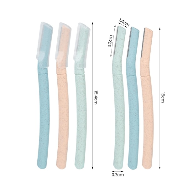 Ansiktsrakhyvlar för kvinnor 3-pack Set Eyebrow Razor Shaper Ögonbrynstrimmer Ansiktshår Peach Fuzz Remover (färgad)