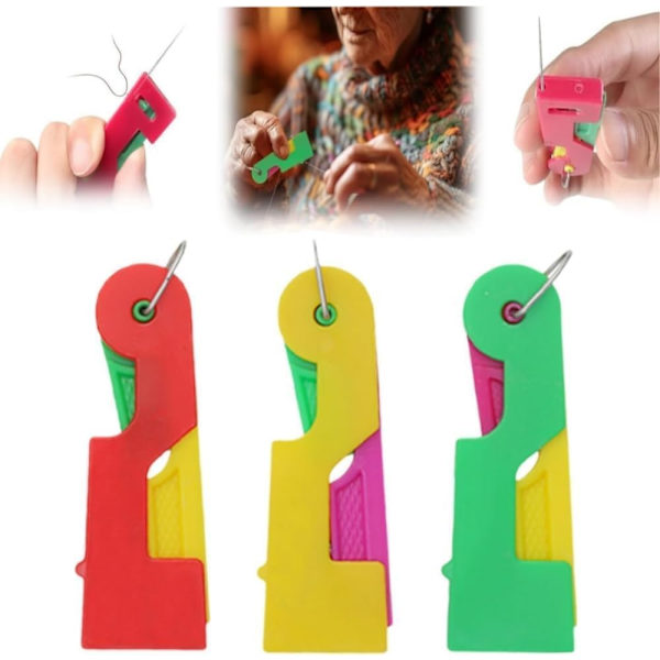 Needle Threader for Sewing, Plastic Needle Threader for Hand Sewing, Sewing Accessories, Easy Threading, Suitable for Hand Sewing and Patchwork (3 pcs)