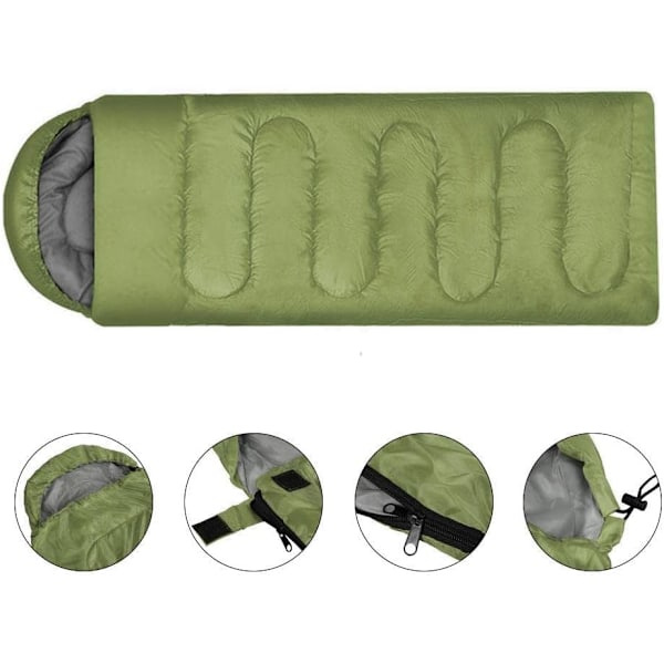 1 st Vuxen Sovsäck, Enkel Kuvertsmodell Sovsäck för Vuxna för 3 Säsonger, Lättviktig Camping Vandring Green
