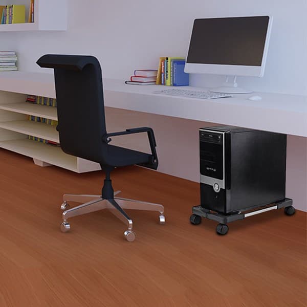 CPU-stativ PC-vogn Computer CPU-holder Tower-stativ med 4 hjul Hvid