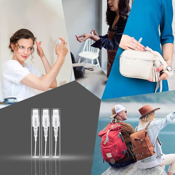 10-pakning 2 ml mini sprayflasker, påfyllbar klar parfymeforstøver med støvhette for eteriske oljer, lotion, reisebruk