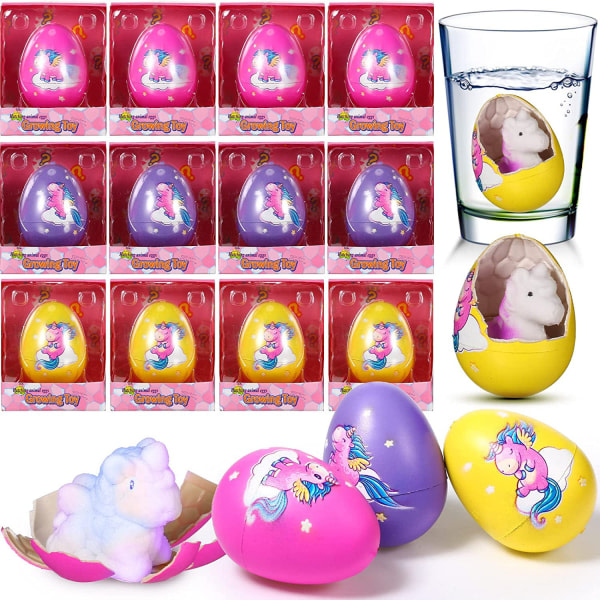 12 kpl Unicorn Hatching Rainbow Egg Leksaker kasvaa vedessä Unicorn E