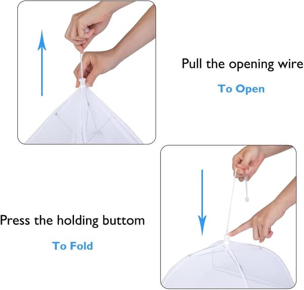 Pop Up Mesh Mattskydd 4-Pack Stor Återanvändbar Vikbar Utomhus Insektsskydd White