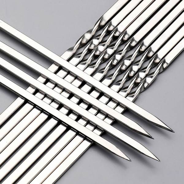 Grillspett i rostfritt stål, 10 st Silver 10 PCS